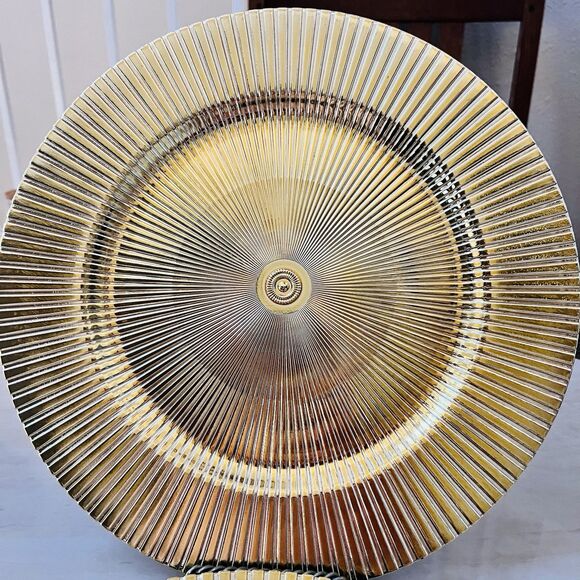 Set Of 4 American Atelier Charger Plate Large 13” Gold Superstar Decorative - Picture 4 of 11
